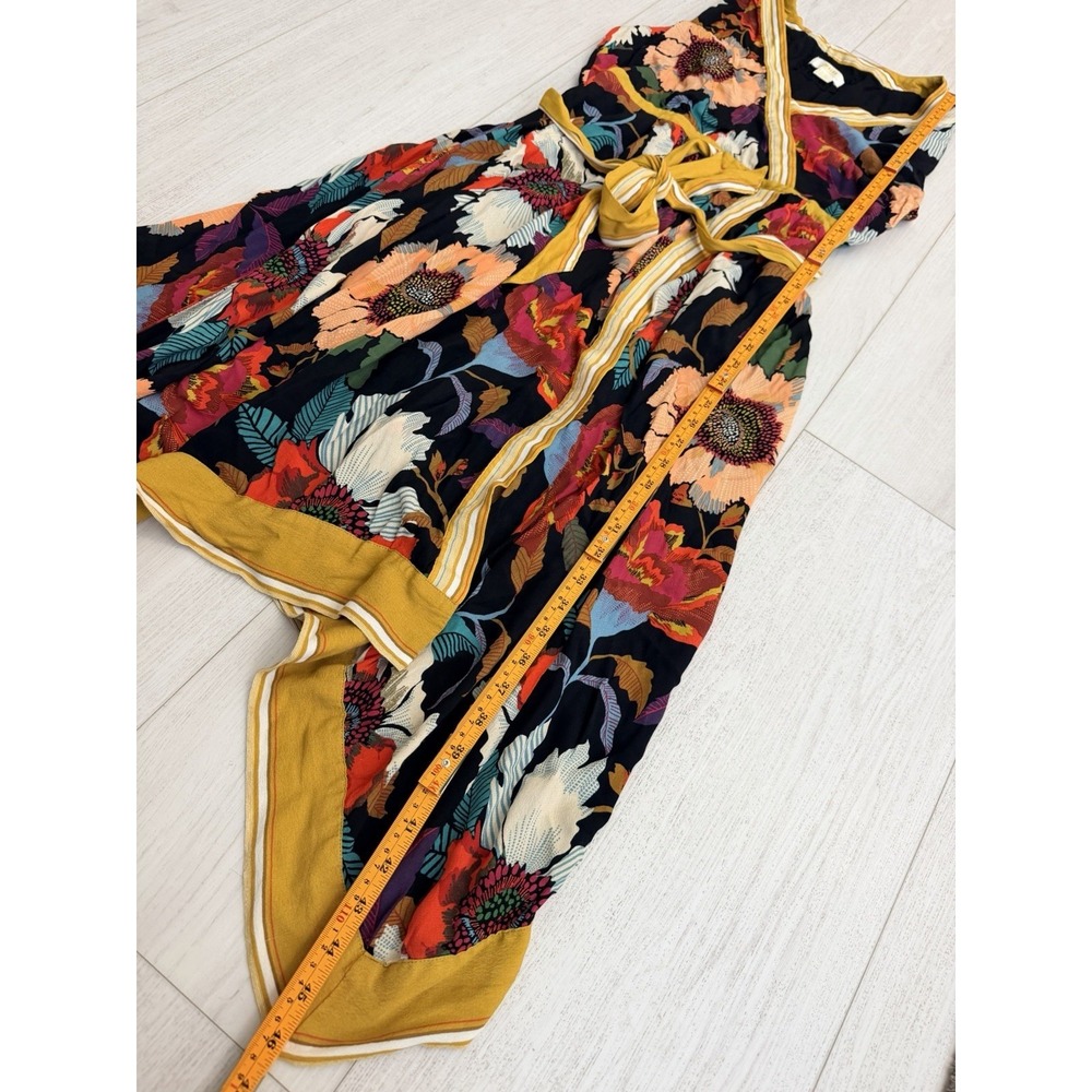Maeve By Anthropologie Botanical Floral Faux Wrap Handkerchief Dress Sz 12 - Picture 8 of 10